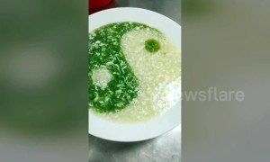Skilled Chinese cook makes Yin Yang soup