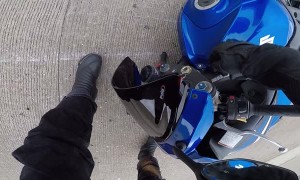 Motorcyclist Crashes Into Barricade
