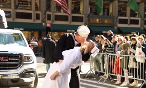 Famous V-J Day Times Square kiss re-enacted during annual NYC Veterans Day parade