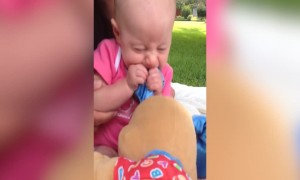 You won't Believe how this Baby Girl Responds to her Stuffed Animal