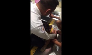 Harrowing moment two-year-old girl is rescued after getting fingers stuck in escalator