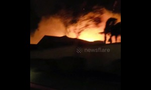 Footage shows residents evacuating from fast-moving Sierra Fire