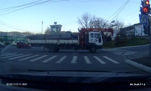 Truck Breaks and Pulls Traffic Lights Down