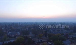 Drone video shows layer of smoke from Camp Fire shrouding Northern California