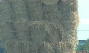 Overloaded Truck Hauling Hay