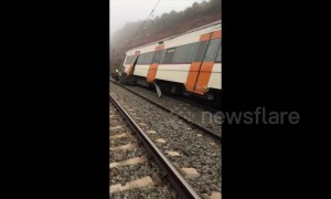 Aftermath footage shows derailed Catalonia train