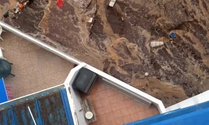 Giant Waves Crash on Seaside Resort