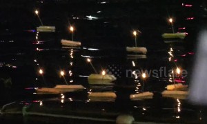 River of floating candles in Thailand's Loy Krathong festival