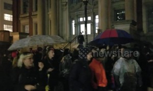 Activists hold Cyber Monday protests on rainy NYC streets against opening of Amazon HQ2