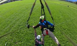 Hang Glider Barely Hangs On
