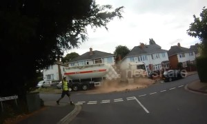 Crash bang wallop! Runaway lorry ploughs through street in Worcester