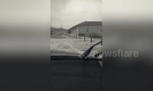 Storm Diana batters Northern Ireland as high tide surges onto boardwalk