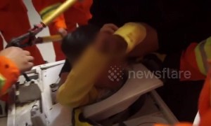 Firefighters rescue boy trapped in washing machine