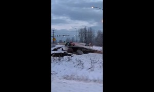 Road collapse after 7.0 earthquake in Anchorage, Alaska