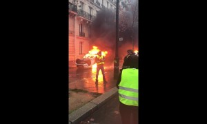 Paris burns: chaos as "yellow vests" protesters set car on fire in central Paris