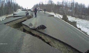 Alaskan Earthquake Creates Huge Cracks In Road