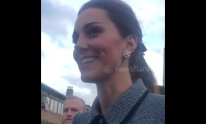 Feud? What feud? Kate tells UK student she's excited about Meghan's baby