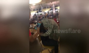 Girlfriend in tears when fiance surprises him after five months of being away at military training