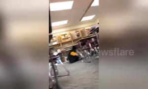Footage shows the moment students duck under tables as 7.0-magnitude strikes Anchorage, Alaska
