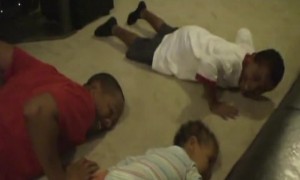 Baby Wants to be Just like his Older Brothers