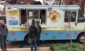 SubpoenaButter-the-Tax-Returns: Guilty Pleas-ures truck hands out free ice cream in DC