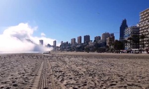 Time-Lapse of Cloud Bank Enveloping Beach
