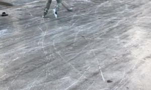 Icy Streets Create Perfect Ice Skating Rink