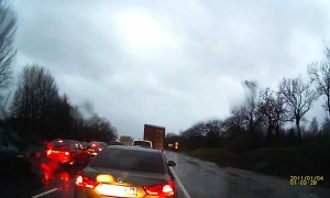 Car Forced off Road by Impatient Driver