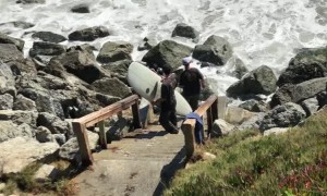 Surfers Have Close Call With Big Waves