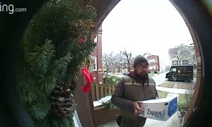 Squirrel Says Hello to UPS Delivery Driver