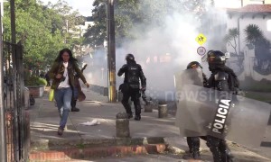Clashes erupt between Bogota police and student protesters in final education protest of the year