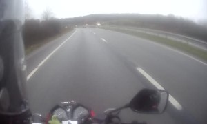 Car Overtaking Motorbike in Same Lane