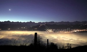 Stunning timelapse shows rolling fog at night and dawn in Swiss valley