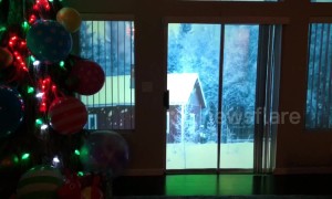 Dad creates winter wonderland in the Las Vegas desert using projectors