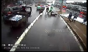 Billboard collapses, crushes motorcyclist beneath it in southwest China