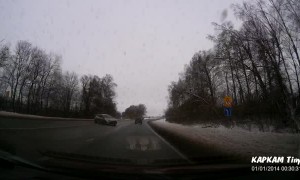 Out of Control Car Drifts Into Oncoming Traffic