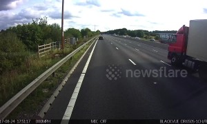 Lorry completely demolishes caravan in collision on M1