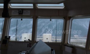 Rescue vessel records terrifyingly high waves in North Sea