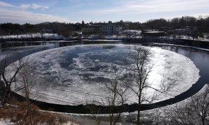Stunning timelapse shows ice disk rotating in Westbrook, Maine