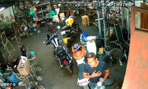 Falling Steel Door Gives Man a Scare