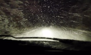Driver navigates through harrowing blizzard conditions in Scottish Highlands