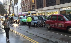 London cabbies block Tottenham Court Road over vehicle ban