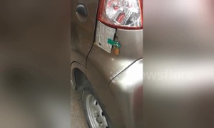 Electric car owner installs extra lock on charging socket to deter robbers