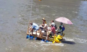 Guys Make Homemade Raft to Celebrate Australia Day
