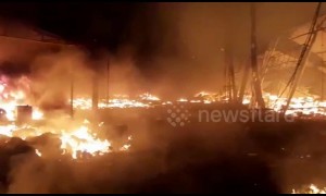 Massive fire burns down 200 stalls at Indian industrial exhibition, injuring nine