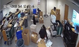 Workplace Fall Captured on Security Camera