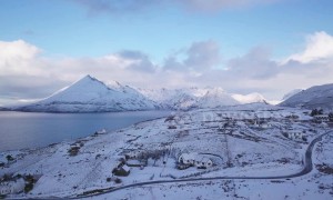 Drone camera captures fresh snow on the scenic Isle of Skye