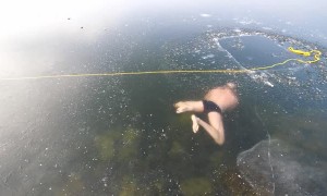 Freediving Under Clear Ice