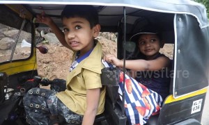 Indian man builds a fully functional mini auto-rickshaw for his children