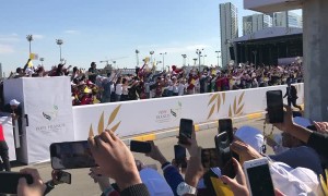 Crowds Cheer as Pope Francis Drives By